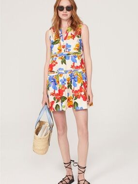 Marissa Webb White Floral Tiered Mini Dress Size 4
